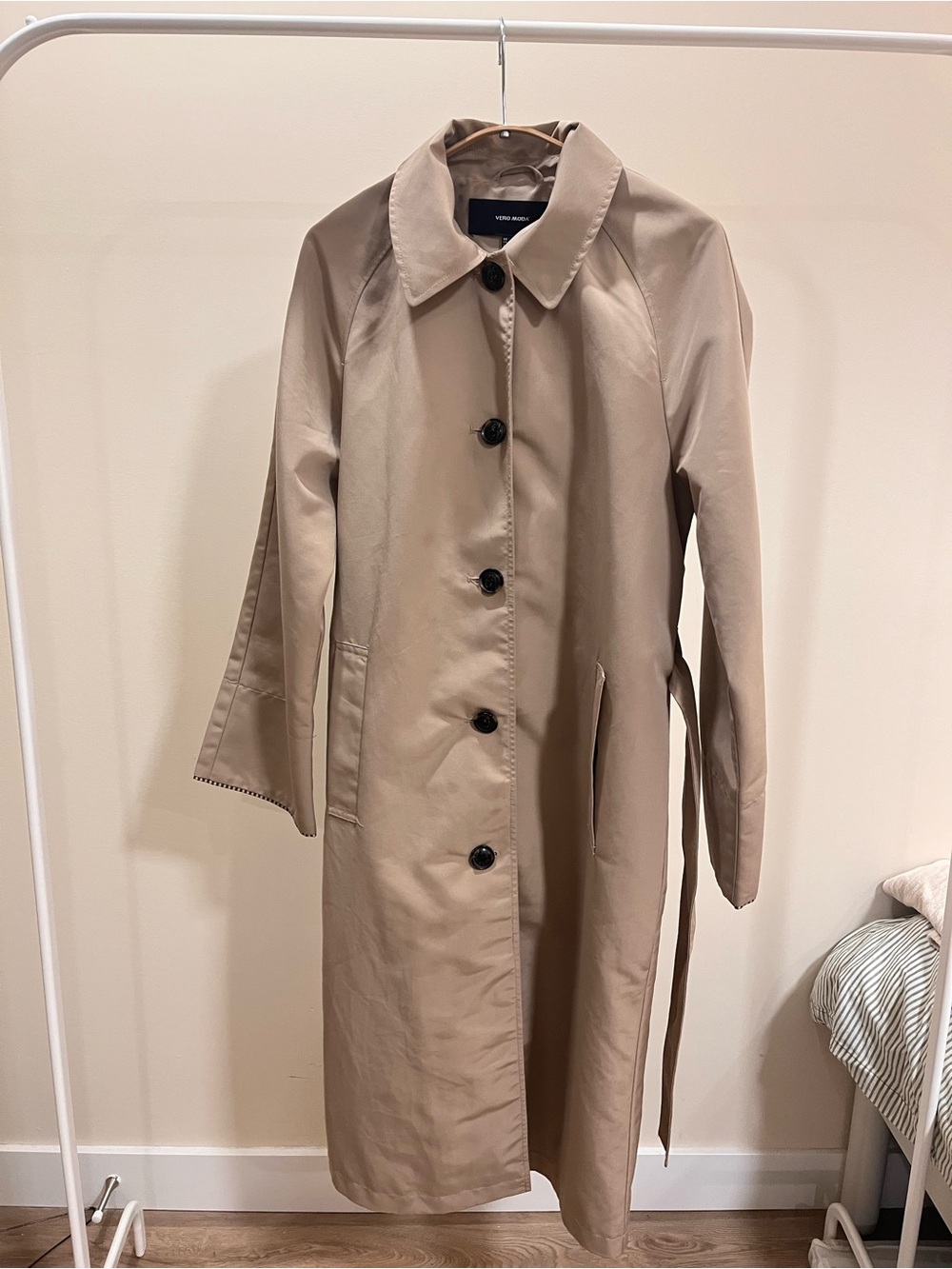 Vero Moda Beige Trench Coat with Black Buttons